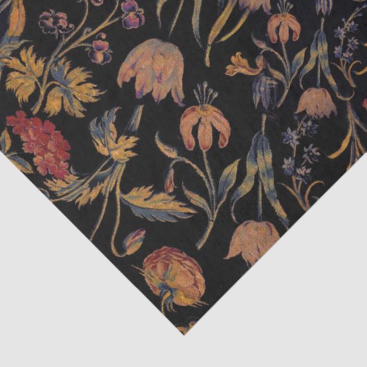 Medieval Flowers op Black Tissuepapier (Detail)