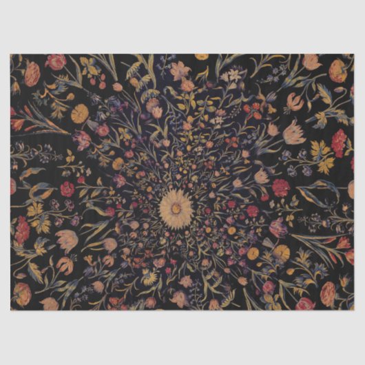 Medieval Flowers op Black Tissuepapier (Voorkant)