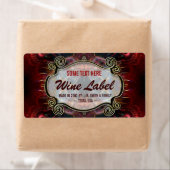 Medieval Fractals Gold Black & Red Wine Labels (Insitu)