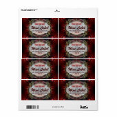 Medieval Fractals Gold Black & Red Wine Labels (Full Sheet)