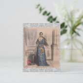 Medieval Franse mode nobele vrouw kostuum Briefkaart (Staand voorkant)