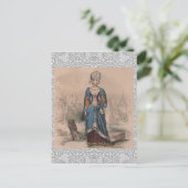 Medieval franse mode noble lady costume lace briefkaart (Staand voorkant)