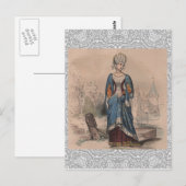 Medieval franse mode noble lady costume lace briefkaart (Voorkant / Achterkant)