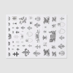 Medieval French Crown Heraldry Fleur de Lis Tissue Tissuepapier