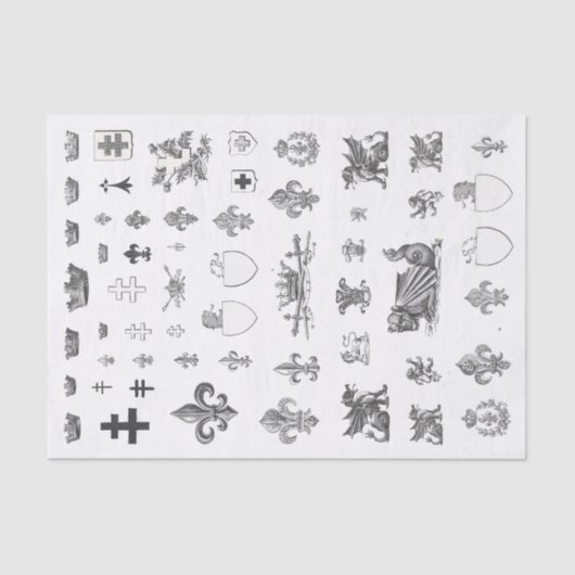 Medieval French Crown Heraldry Fleur de Lis Tissue Tissuepapier (Voorkant)