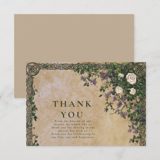Medieval Garden Romance Wedding Bedankkaart (Voorkant / Achterkant)
