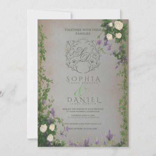 Medieval Garden Romance Wedding Invitation Kaart (Voorkant)