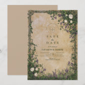 Medieval Garden Romance Wedding Save The Date (Voorkant / Achterkant)