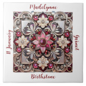 Medieval Garnet Crest Birthstone Tegeltje (Voorkant)