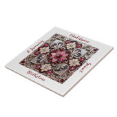 Medieval Garnet Crest Birthstone Tegeltje (Zijkant)