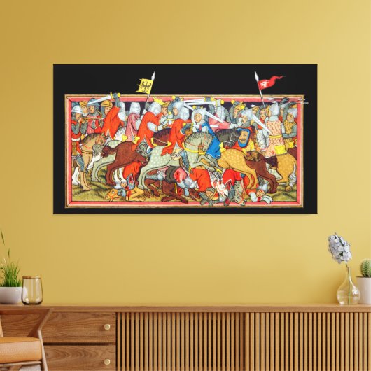 Medieval gevecht unieke eigenschapverlichting canvas afdruk (Insitu (Woonkamer))