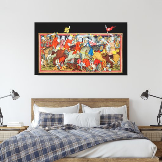 Medieval gevecht unieke eigenschapverlichting canvas afdruk (Insitu (Slaapkamer))