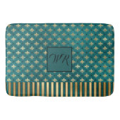 Medieval Gold Armor Blauwgroen Elegant Luxe Monogr Badmat (Voorkant)