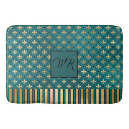 Medieval Gold Armor Blauwgroen Elegant Luxe Monogr Badmat