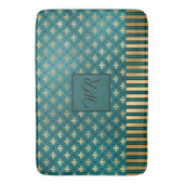Medieval Gold Armor Blauwgroen Elegant Luxe Monogr Badmat (Voorkant Verticaal)