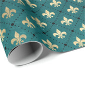 Medieval Gold Armor Blauwgroen Elegant Patroon Cadeaupapier (Rol Hoek)