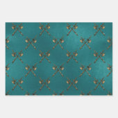 Medieval Gold Armor Blauwgroen Elegant Patroon Inpakpapier Vel (Voorkant 3)