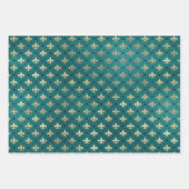 Medieval Gold Armor Blauwgroen Elegant Patroon Inpakpapier Vel (Voorkant)