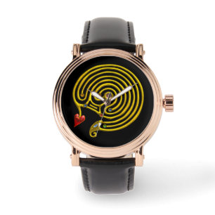 MEDIEVAL GOLD HYPER LABYRINTH MET GEMSTONES Black Horloge