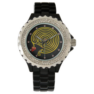MEDIEVAL GOLD HYPER LABYRINTH MET GEMSTONES Black Horloge