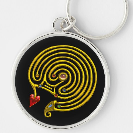 MEDIEVAL GOLD HYPER LABYRINTH MET GEMSTONES Black Sleutelhanger (Voorkant)