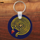 MEDIEVAL GOLD HYPER LABYRINTH MET GEMSTONES Blue Sleutelhanger (Voorkant)
