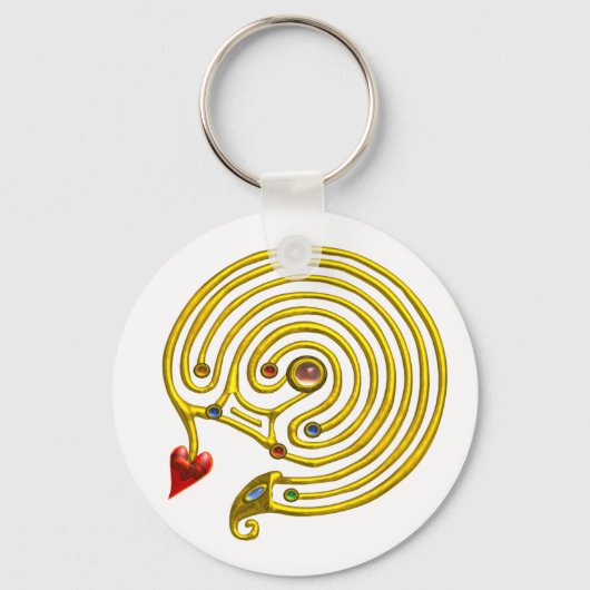MEDIEVAL GOLD HYPER LABYRINTH MET GEMSTONES White Sleutelhanger (Voorkant)