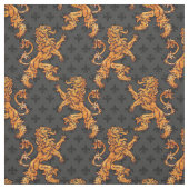 Medieval Gold Lion Black Grey Fleur de Lis Stof (Swatch)