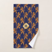 Medieval Gold Lion Blue Fleur de Lis Bad Handdoek (Handdoek)