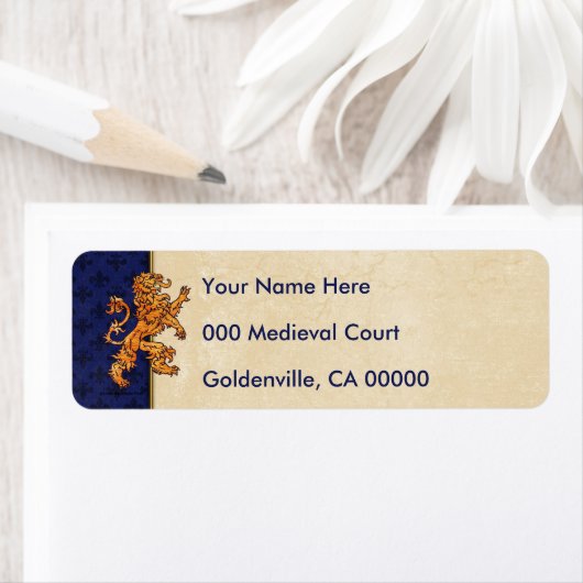 Medieval Gold Lion Blue Fleur de Lis Etiket (Insitu)