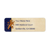 Medieval Gold Lion Blue Fleur de Lis Etiket (Voorkant)