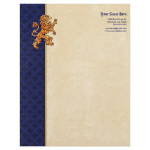 Medieval Gold Lion Blue Fleur de Lis