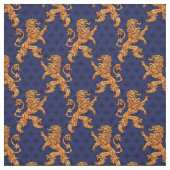 Medieval Gold Lion Blue Fleur de Lis Stof (Swatch)