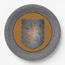 Medieval Gold Lion Gray Chainmail Papieren Bordje