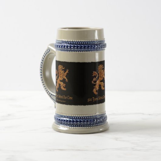 Medieval Gold Lion op zwart Bierpul (Voorkant links)