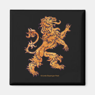 Medieval Gold Lion op zwart Magneet