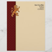 Medieval Gold Lion Red Fleur de Lis Briefhoofd (Voorkant)