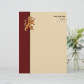 Medieval Gold Lion Red Fleur de Lis Briefhoofd (Staand voorkant)