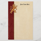 Medieval Gold Lion Red Fleur de Lis Briefpapier (Voorkant)