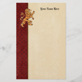 Medieval Gold Lion Red Fleur de Lis Briefpapier