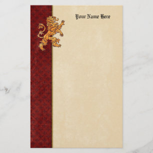 Medieval Gold Lion Red Fleur de Lis Briefpapier