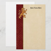 Medieval Gold Lion Red Fleur de Lis Briefpapier (Voorkant / Achterkant)