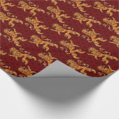 Medieval Gold Lion Red Fleur de Lis Cadeaupapier (Hoek)