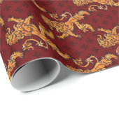 Medieval Gold Lion Red Fleur de Lis Cadeaupapier (Rol Hoek)