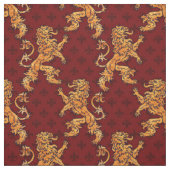Medieval Gold Lion Red Fleur de Lis Stof (Swatch)