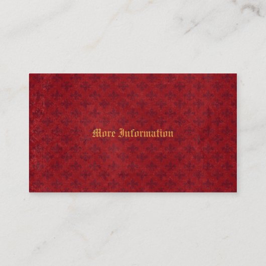 Medieval Gold Lion Red Fleur de Lis Visitekaartje (Achterkant)