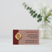 Medieval Gold Lion Red Fleur de Lis Visitekaartje (Staand voorkant)