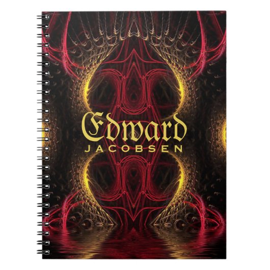 Medieval Golden Hearts Fantasy Fractal Art Notitieboek (Voorkant)