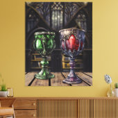 Medieval Gothic Green Red Goblet Castle Library Canvas Afdruk (Insitu (Woonkamer))