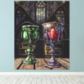 Medieval Gothic Green Red Goblet Castle Library Canvas Afdruk (Insitu (Houten vloer))
